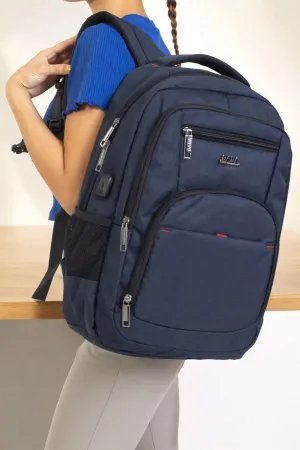 Büyük Boy Su Geçirmez 15,6 inç Lacivert Notebook Laptop Sırt Çantası